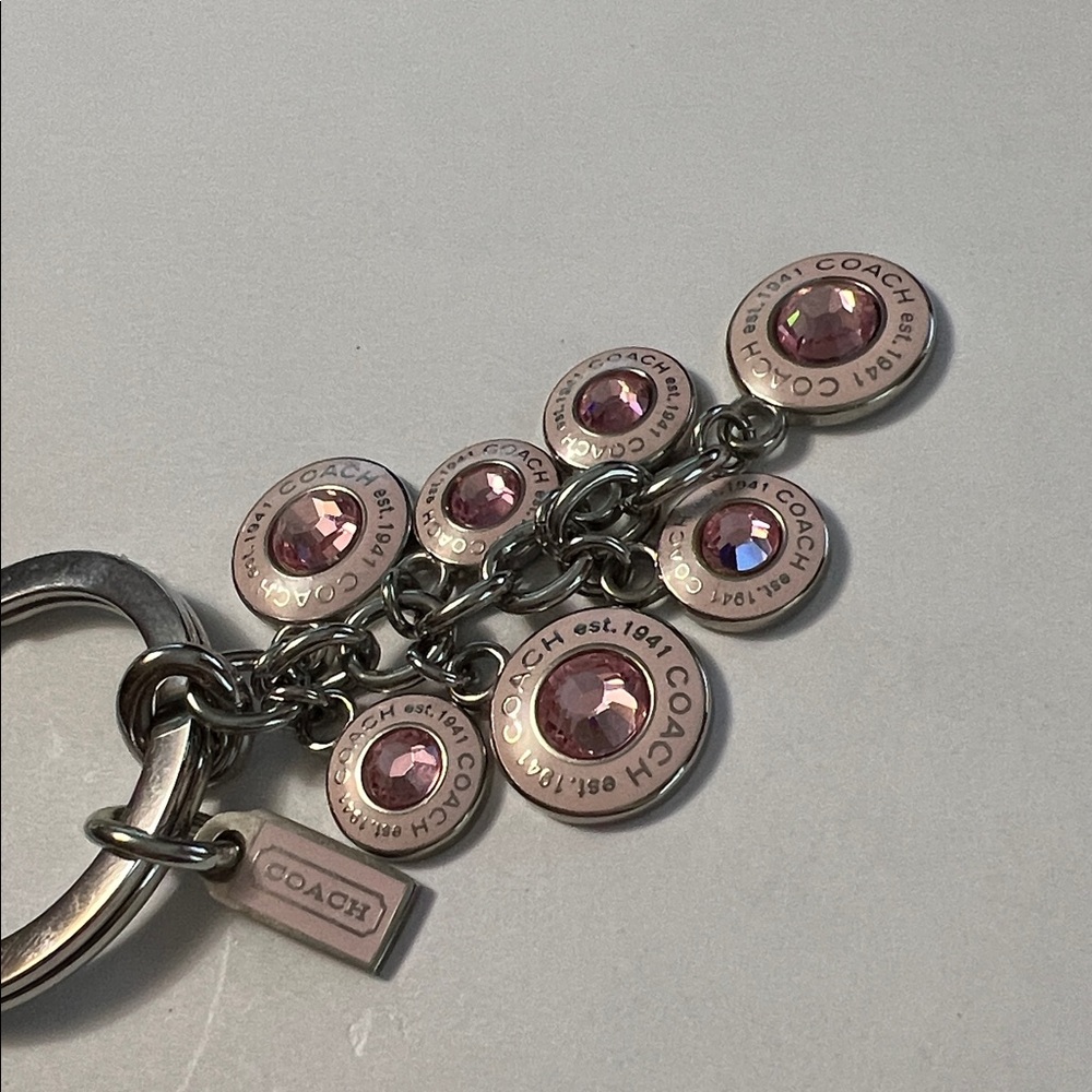 Coach -  Breast Cancer Awareness Pink Dangling Rhinestone Key Fob Keychain - Picture 7 of 16